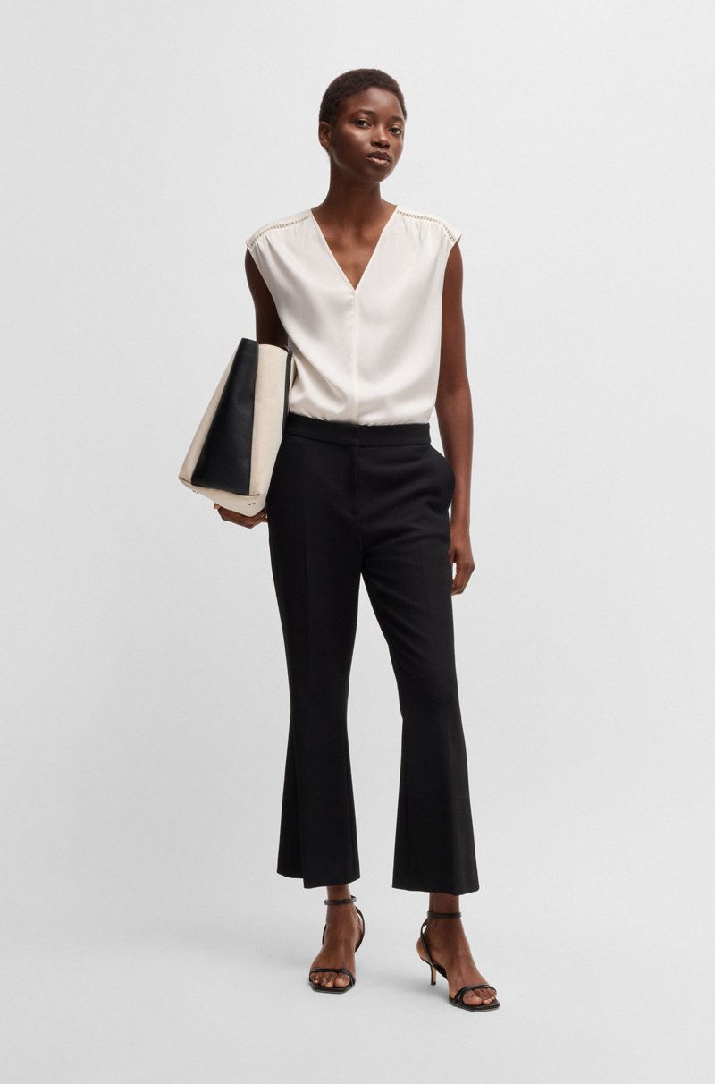 Hugo Boss Blusa sin mangas en satén de seda elástica Ofertas especiales