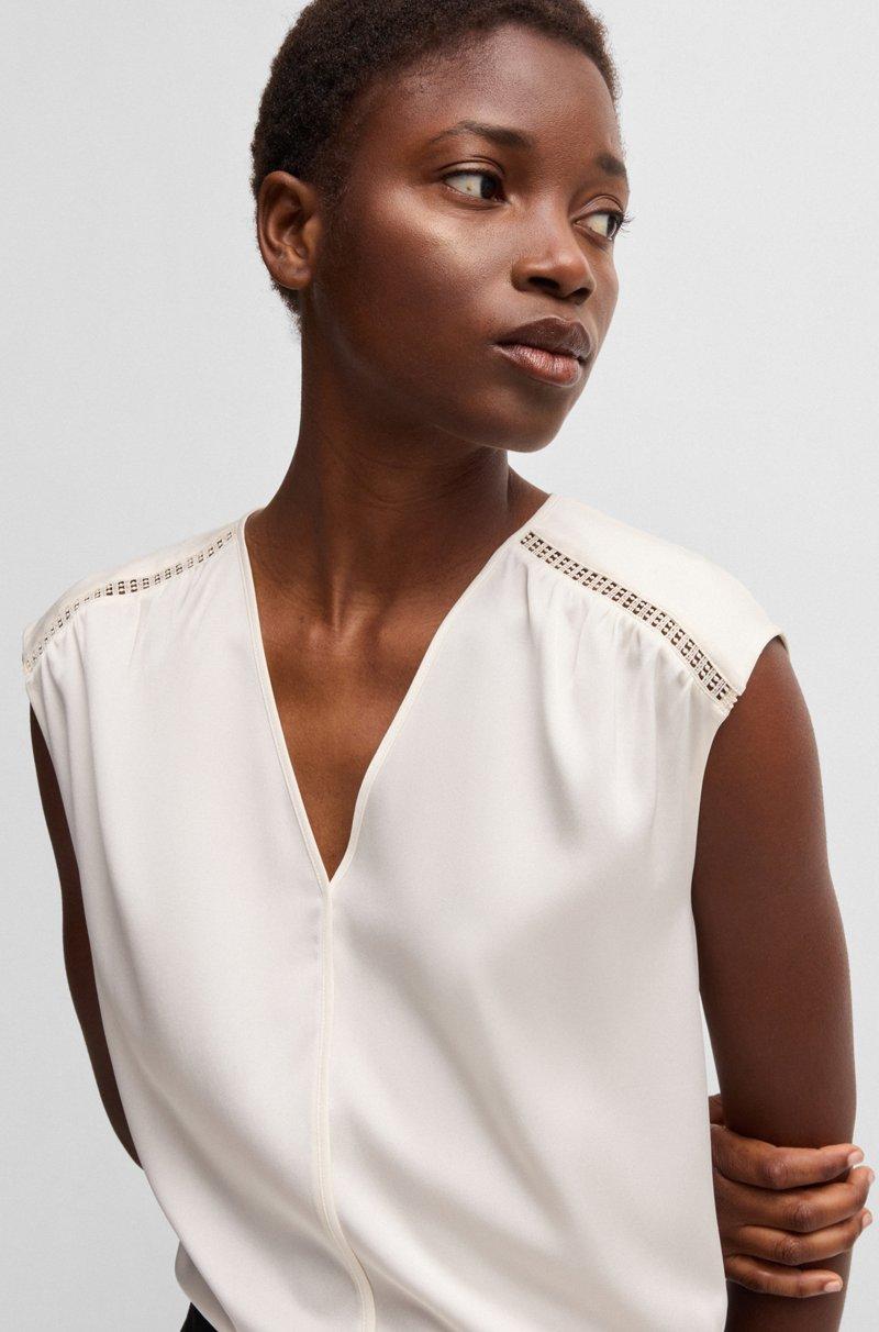 Hugo Boss Blusa sin mangas en satén de seda elástica Ofertas especiales