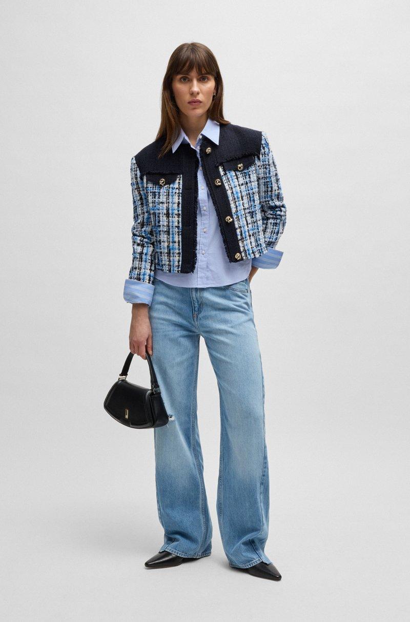 Hugo Boss Blusa regular fit de algodón elástico a rayas Rebajas de fin de temporada