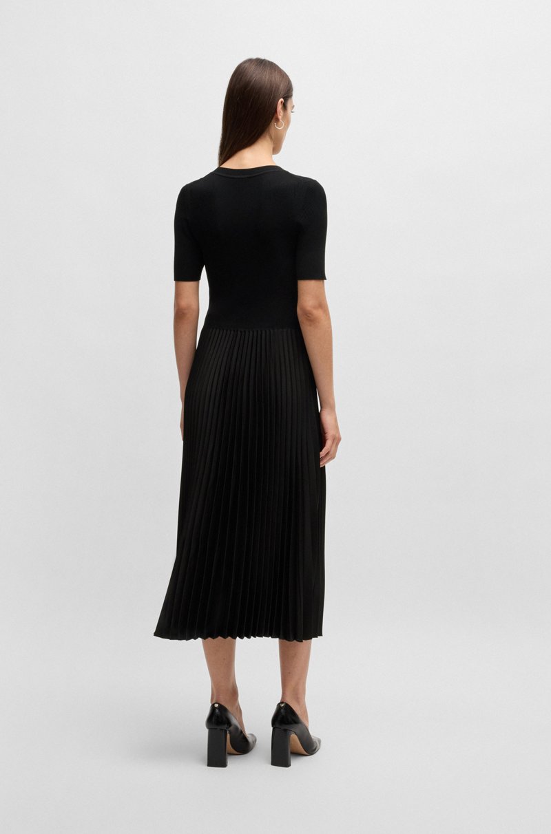 Hugo Boss Vestido de mezcla de materiales con falda plisada 2025