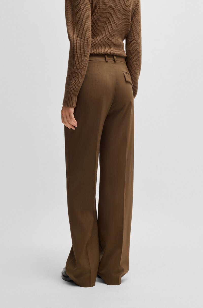 Hugo Boss Pantalones de pernera recta en lana virgen Rebajas