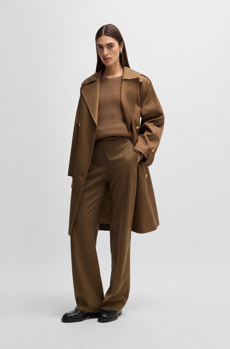 Hugo Boss Pantalones de pernera recta en lana virgen Rebajas