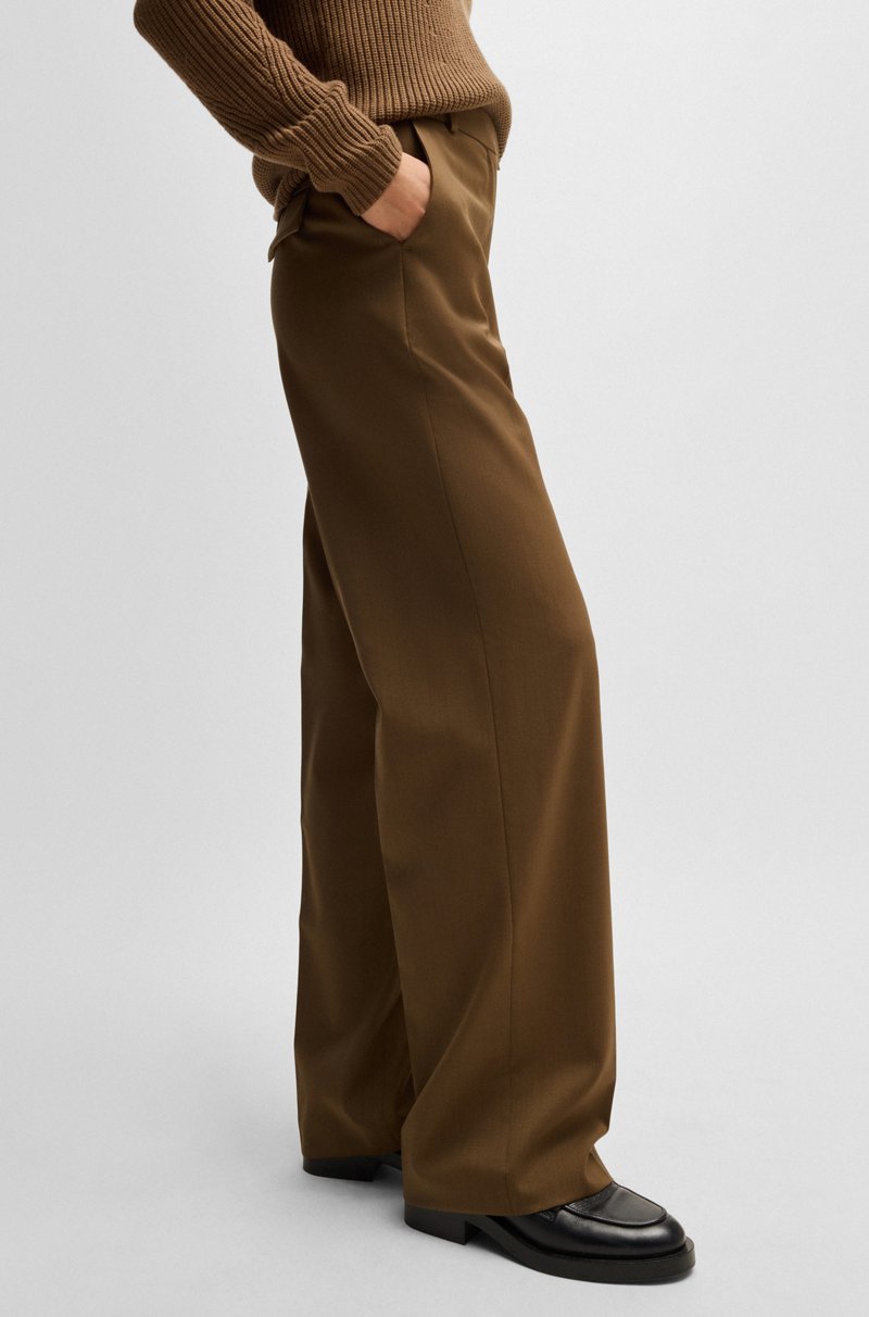 Hugo Boss Pantalones de pernera recta en lana virgen Rebajas