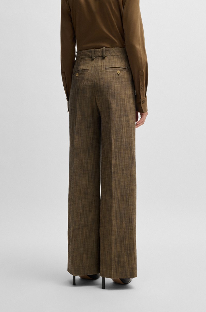 Hugo Boss Pantalones regular fit de tejido sharkskin jaspeado En oferta