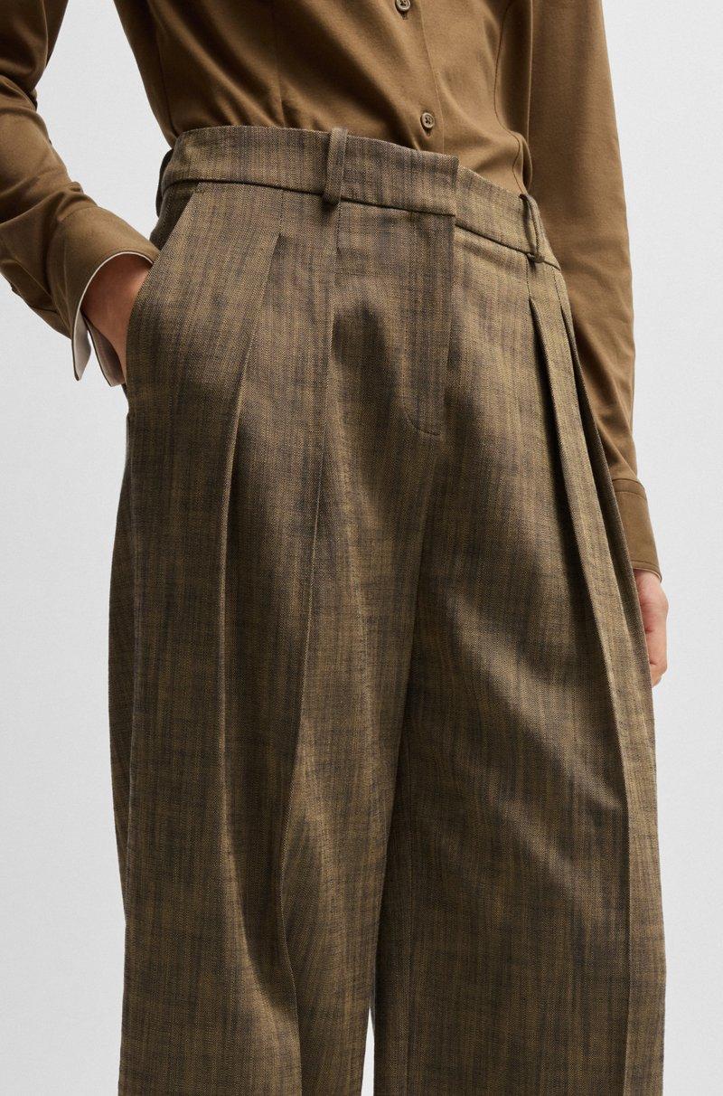 Hugo Boss Pantalones regular fit de tejido sharkskin jaspeado En oferta