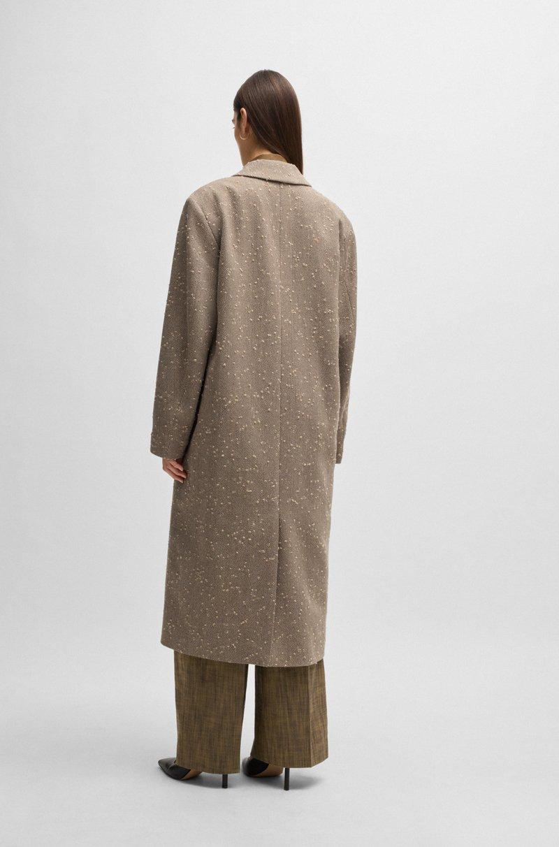 Hugo Boss Abrigo de tweed en mezcla de lana con diseño de espiga y cierre oculto Gran oferta