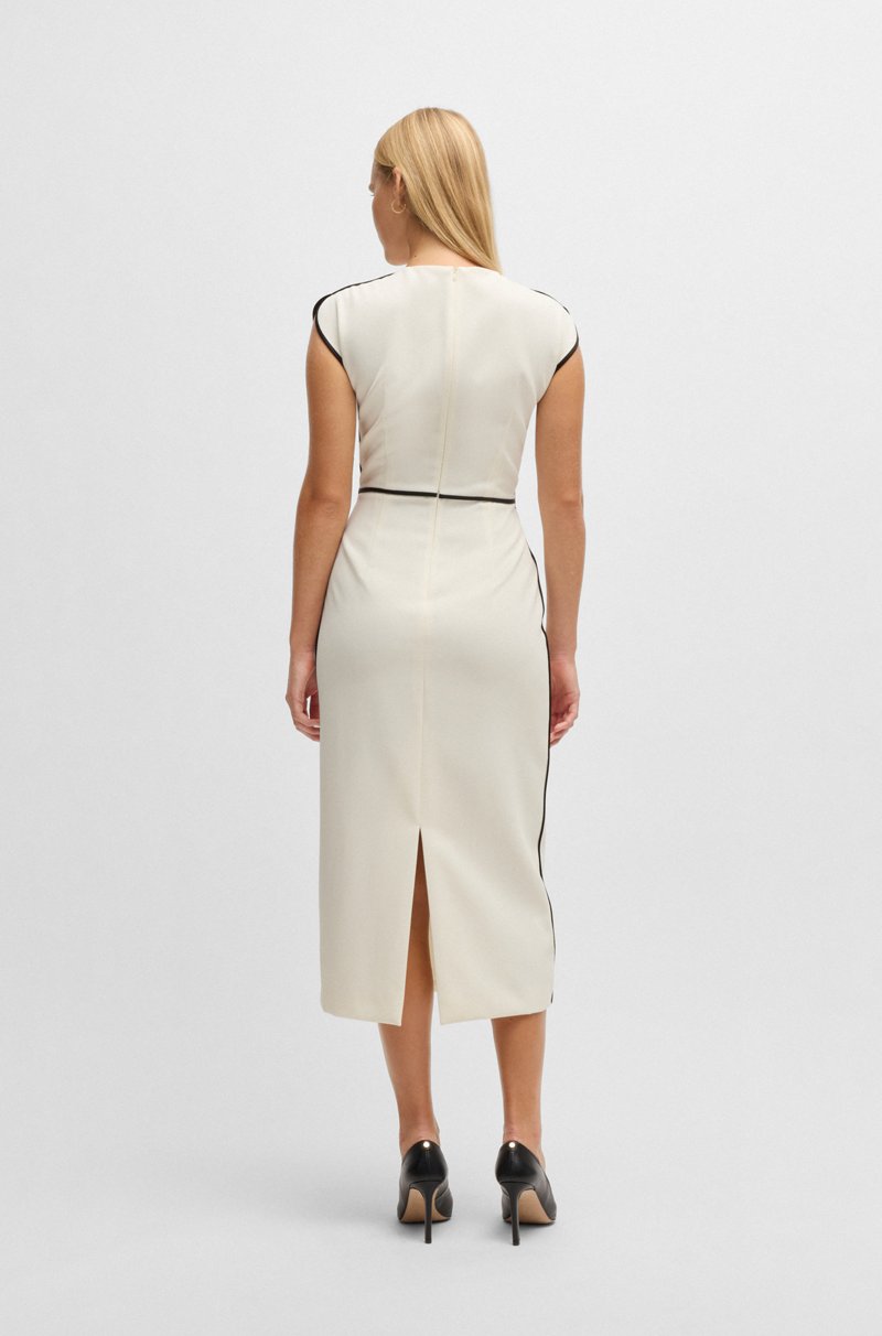 Hugo Boss Vestido en mezcla de lana con ribetes en contraste Rebajas de fábrica