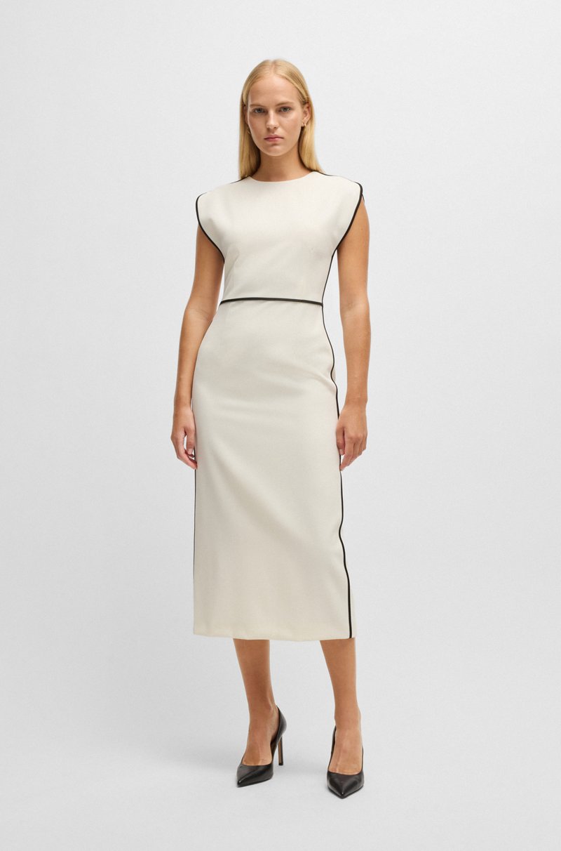 Hugo Boss Vestido en mezcla de lana con ribetes en contraste Rebajas de fábrica
