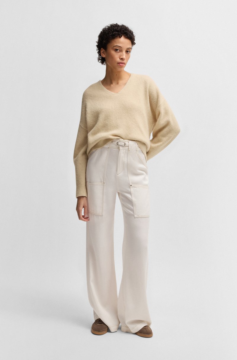 Hugo Boss Jersey relaxed fit de mezcla de lana con cuello en pico Los más vendidos