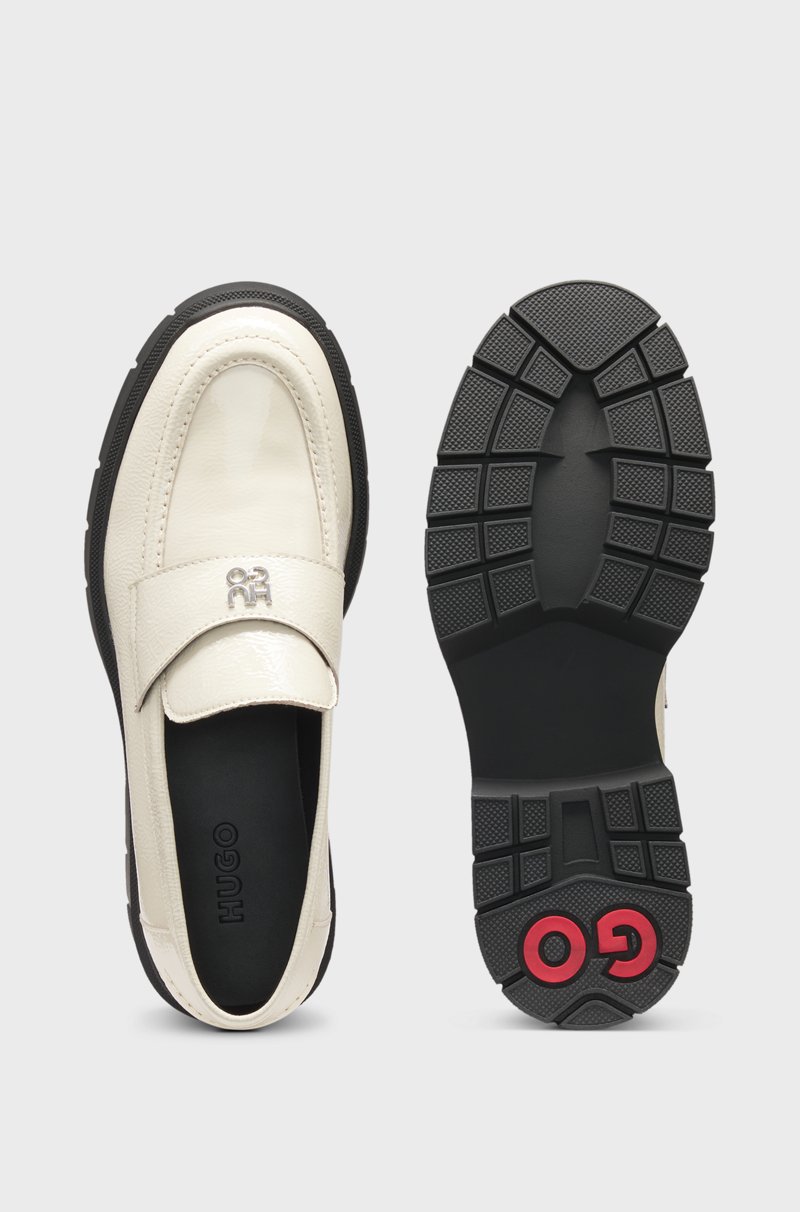 Hugo Boss Mocasines de piel con suela gruesa y ribete con logo apilado Ventas relámpago