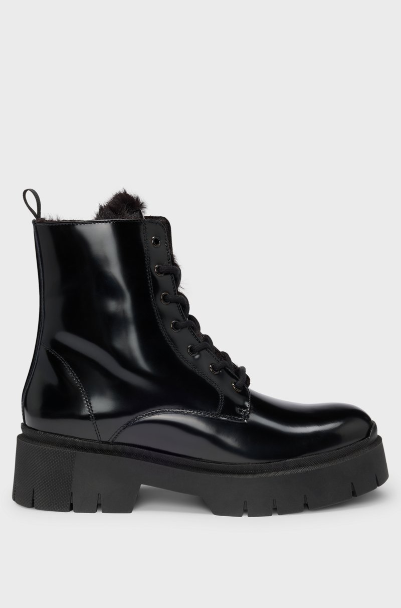 Hugo Boss Botas de piel sintética con logo en el cursor de la cremallera Precio de fábrica