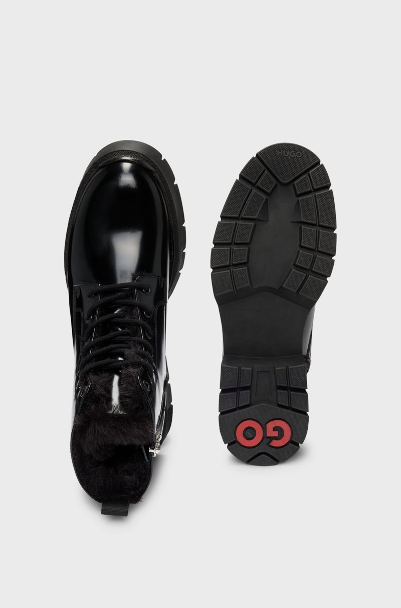 Hugo Boss Botas de piel sintética con logo en el cursor de la cremallera Precio de fábrica