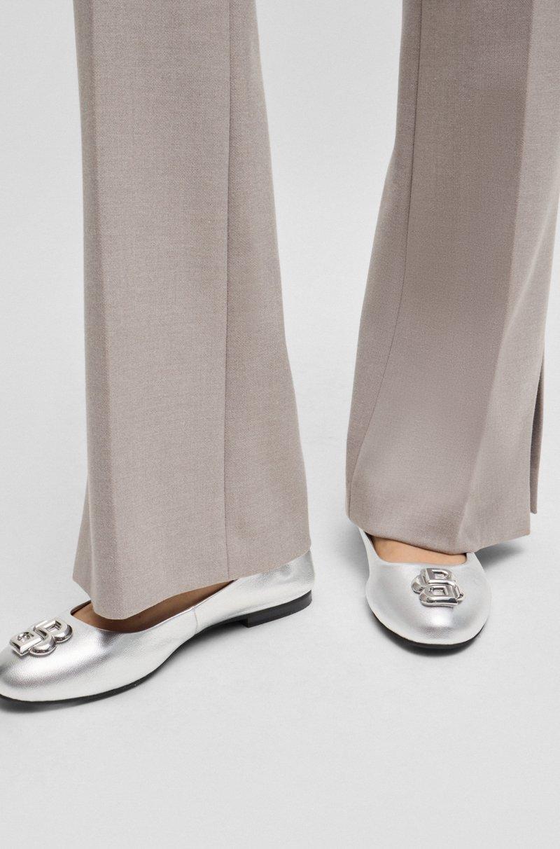 Hugo Boss Bailarinas de piel metalizada con monograma Double B Superdescuento