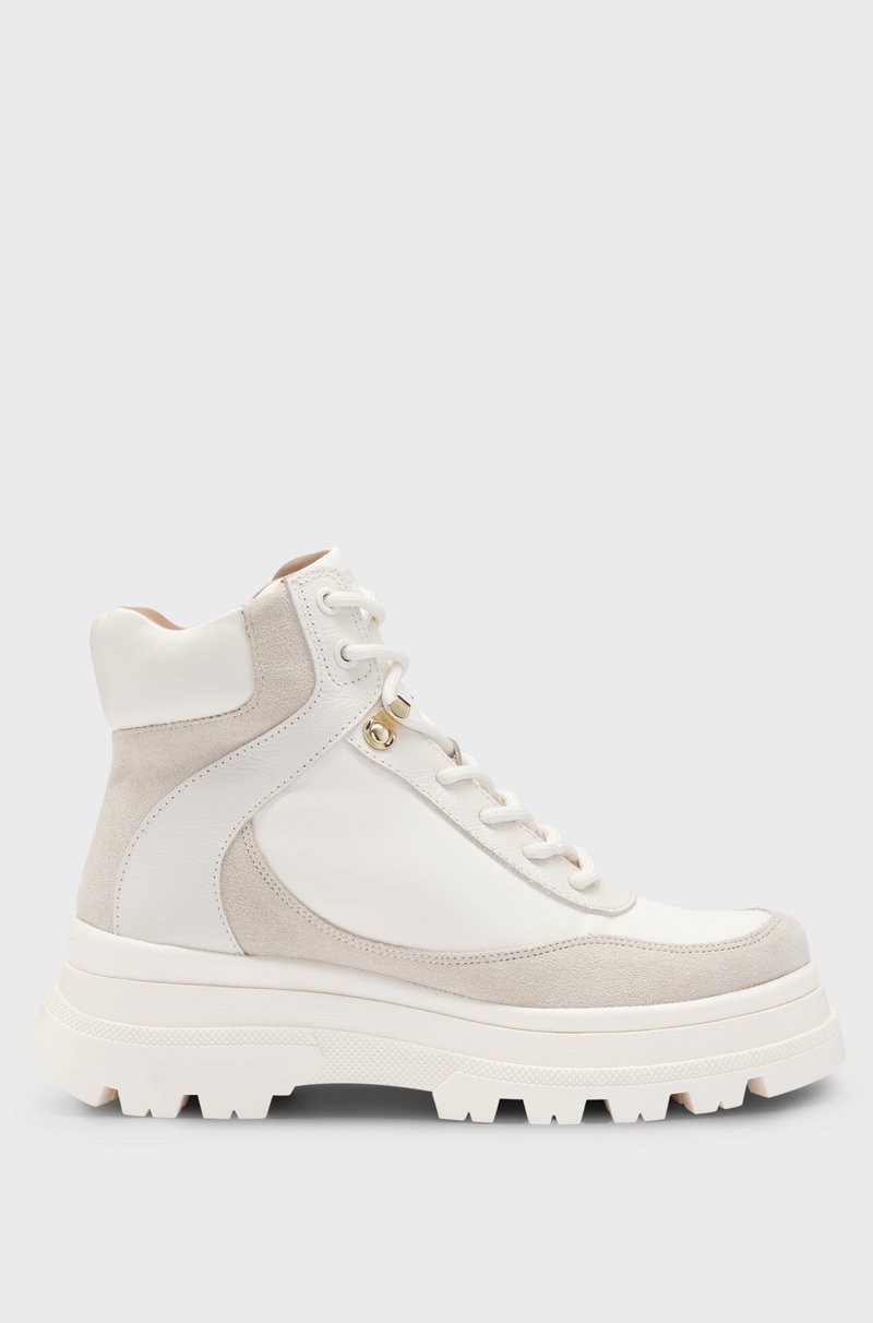 Hugo Boss Botas de piel con cordones y ribetes en contraste Tienda de fábrica