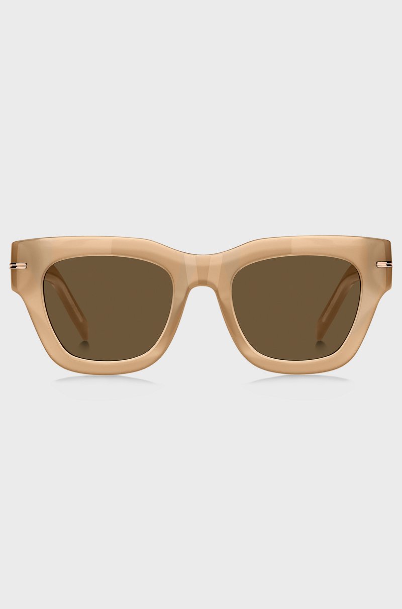 Hugo Boss Gafas de sol de acetato beige con detalle dorado de la marca Precios de Black Friday