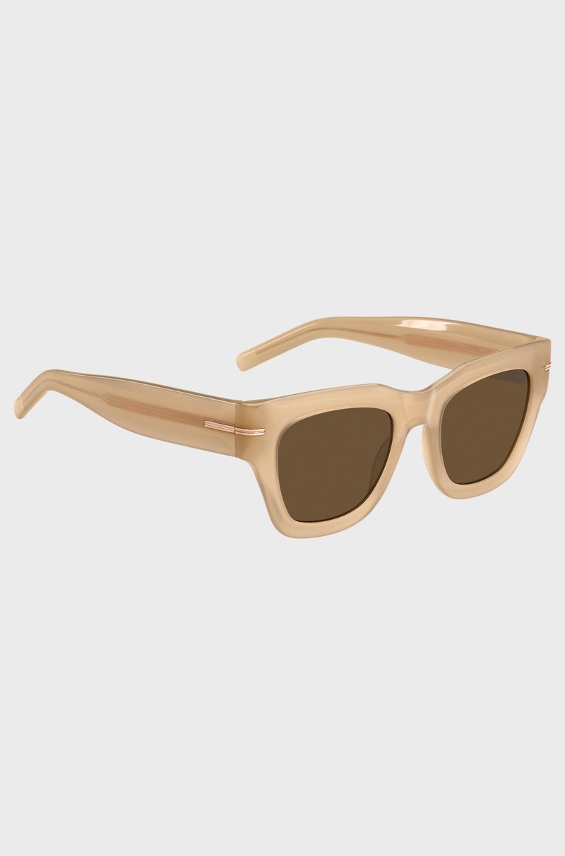 Hugo Boss Gafas de sol de acetato beige con detalle dorado de la marca Precios de Black Friday
