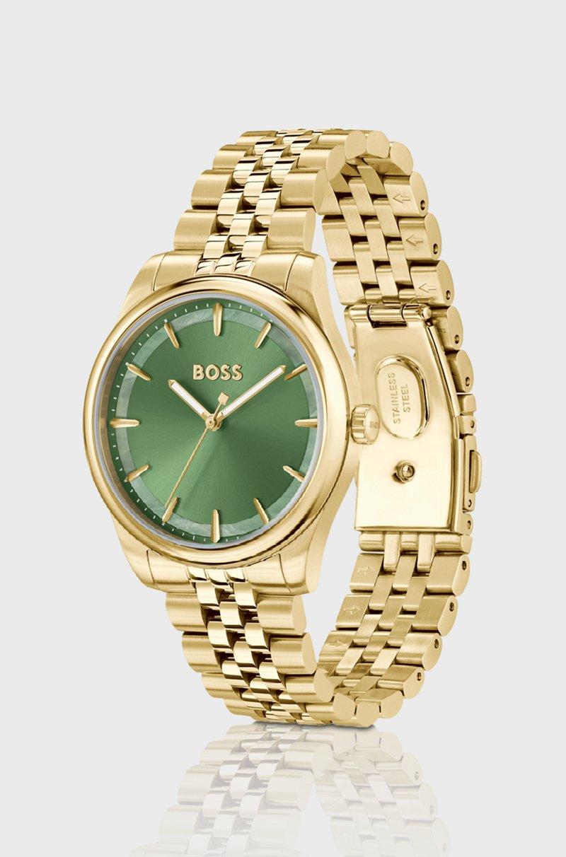 Hugo Boss Reloj dorado con esfera verde e incrustación nacarada Libre de impuestos