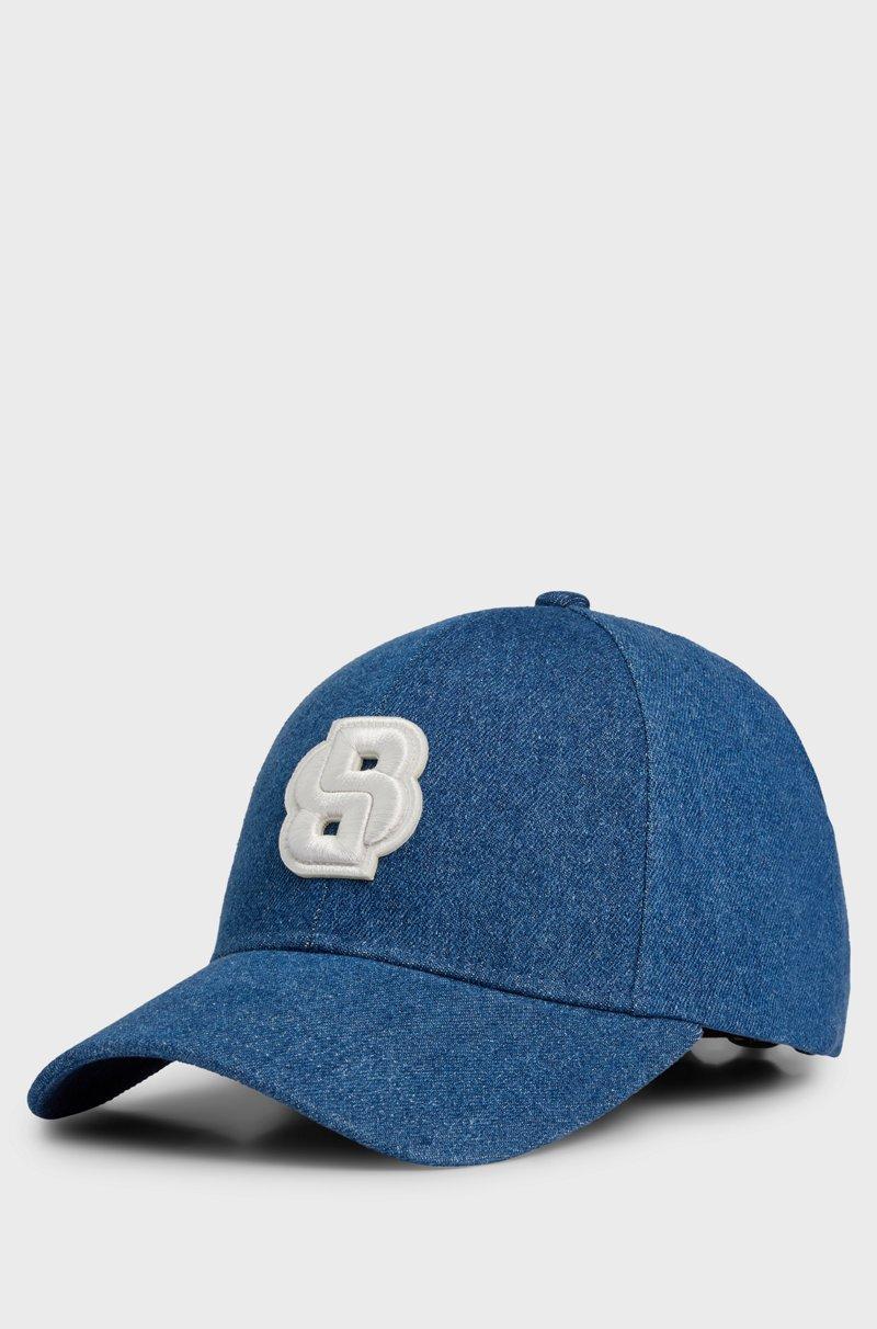 Hugo Boss Gorra de denim azul con monograma Double B Última moda