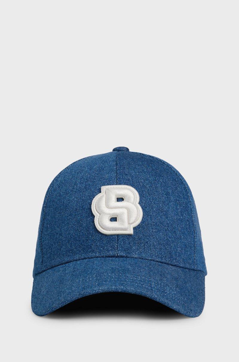 Hugo Boss Gorra de denim azul con monograma Double B Última moda
