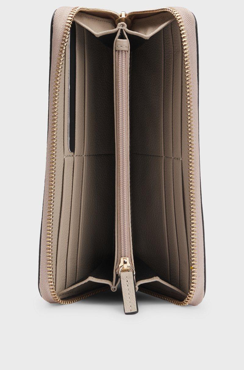 Hugo Boss Cartera en piel de textura granulada con cremallera envolvente y letras de logo Descuento por venta flash