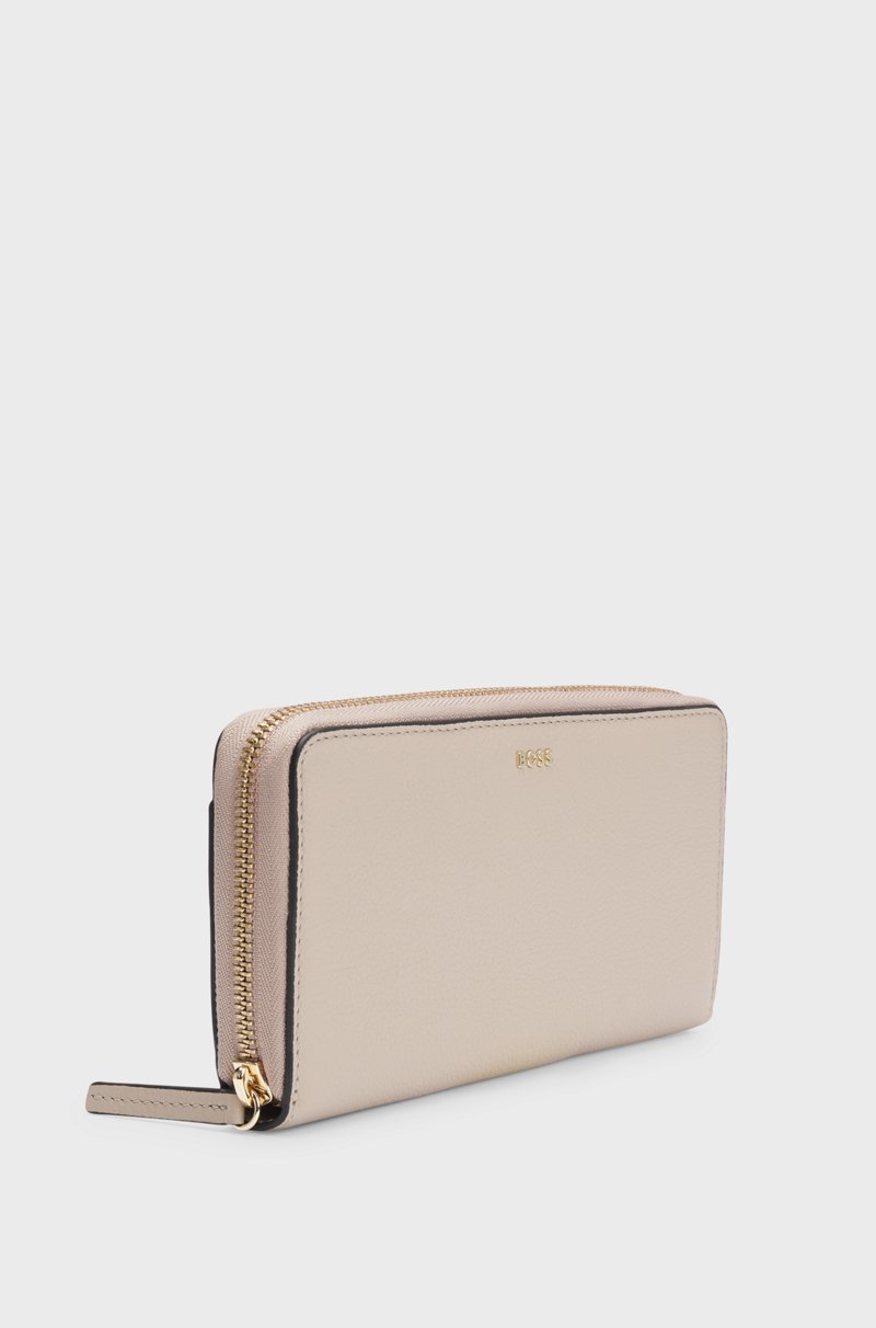 Hugo Boss Cartera en piel de textura granulada con cremallera envolvente y letras de logo Descuento por venta flash