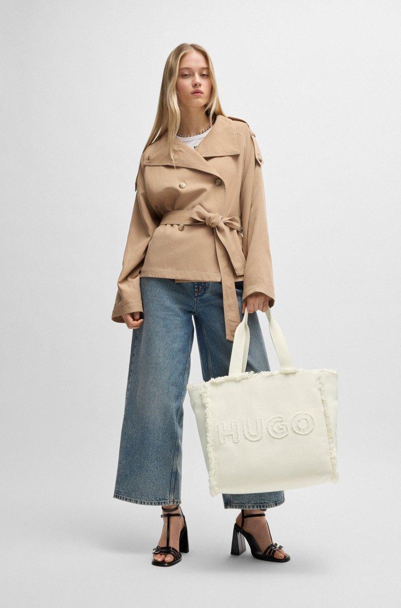 Hugo Boss Bolso tote de lona con ribetes de flecos Ofertas especiales