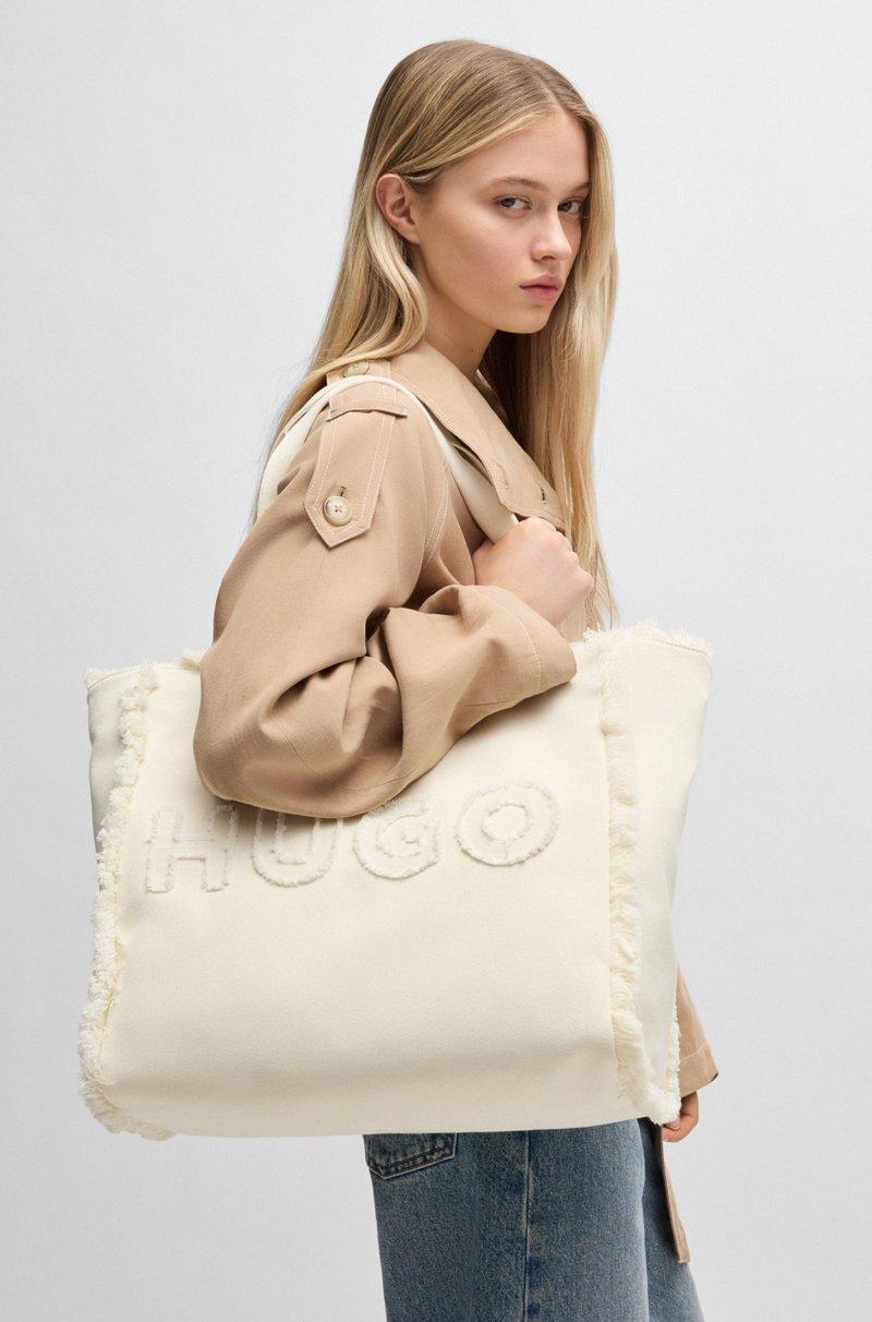 Hugo Boss Bolso tote de lona con ribetes de flecos Ofertas especiales