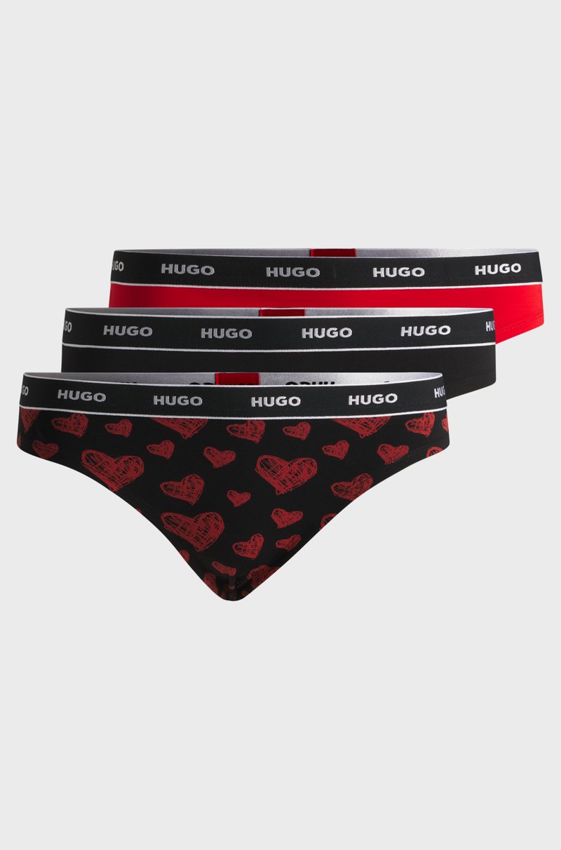 Hugo Boss Paquete de tres tangas en algodón elástico con logos en la cintura Ofertas