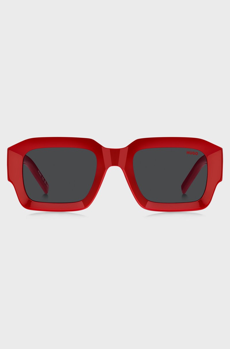 Hugo Boss Gafas de sol rojas con logo apilado en las patillas Venta caliente