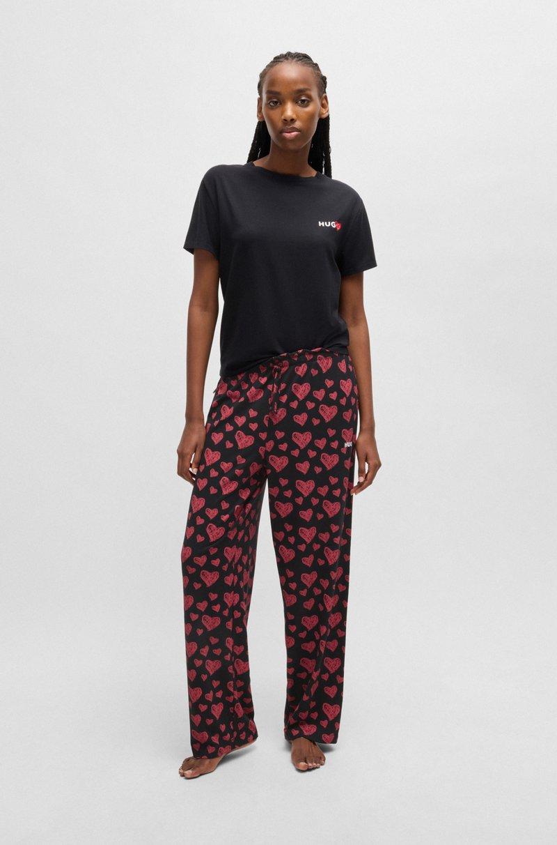 Hugo Boss Pantalones de pijama de punto de mezcla de modal con estampado integral de corazones Rebajas baratas