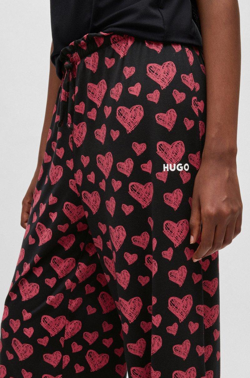 Hugo Boss Pantalones de pijama de punto de mezcla de modal con estampado integral de corazones Rebajas baratas