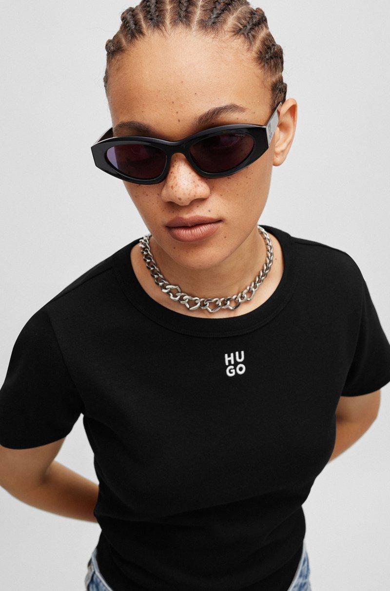 Hugo Boss Camiseta de algodón con logo apilado bordado Los más vendidos
