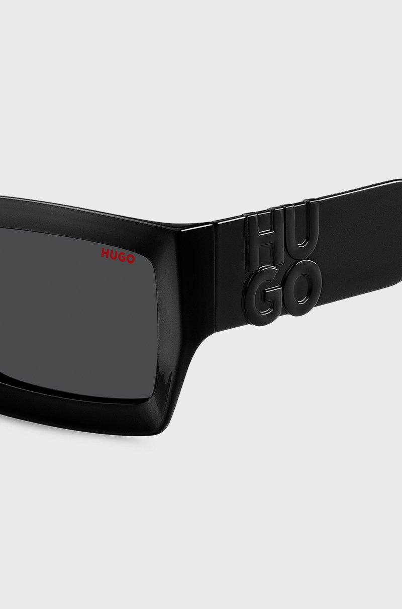 Hugo Boss Gafas de sol negras con logos apilados en las patillas Ventas relámpago