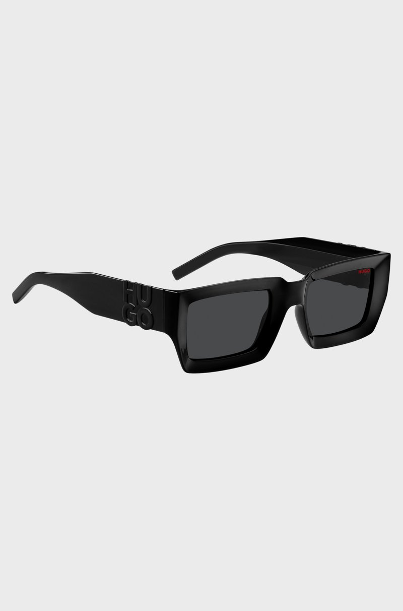 Hugo Boss Gafas de sol negras con logos apilados en las patillas Ventas relámpago