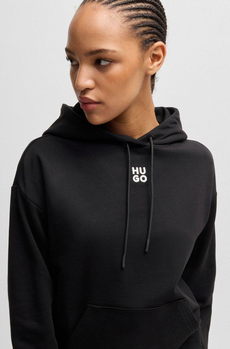 Hugo Boss Sudadera con capucha en felpa de algodón con logo apilado bordado Tienda