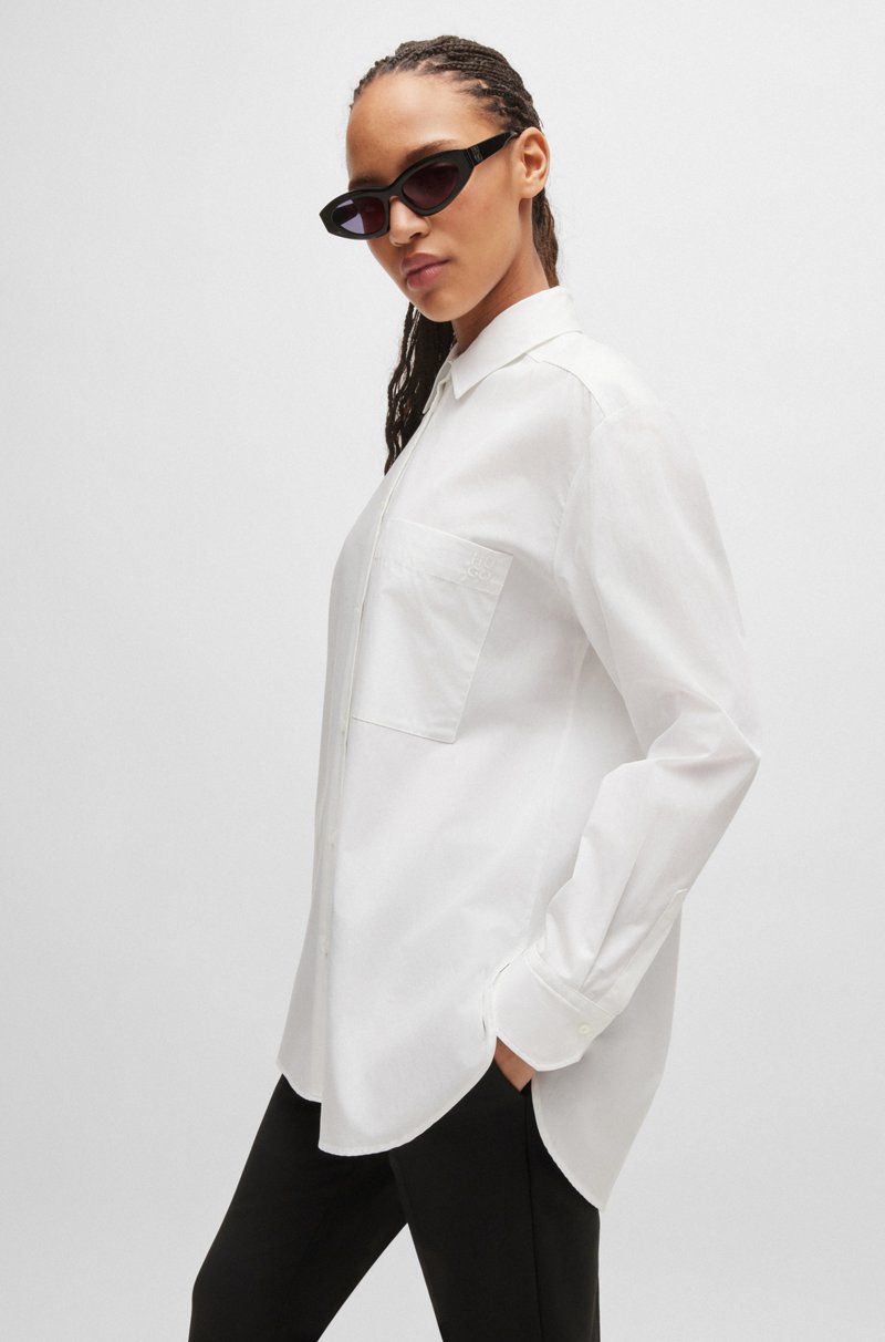 Hugo Boss Blusa oversize fit de lona de algodón con logo bordado Tienda