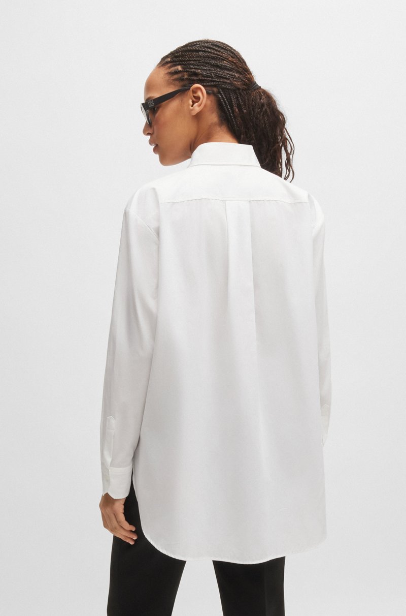 Hugo Boss Blusa oversize fit de lona de algodón con logo bordado Tienda