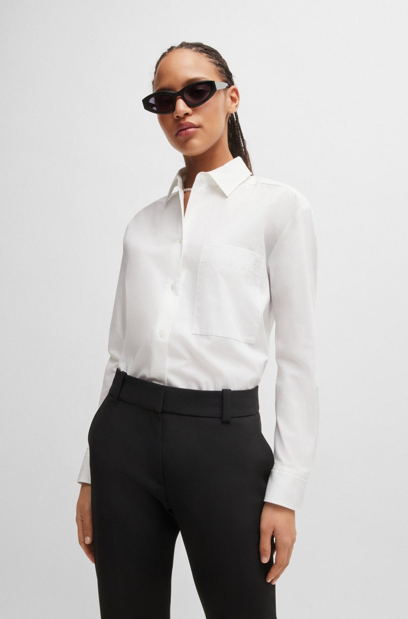 Hugo Boss Blusa oversize fit de lona de algodón con logo bordado Tienda