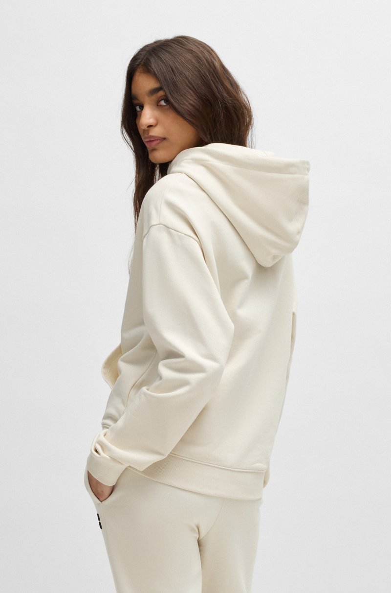Hugo Boss Sudadera con capucha y cremallera en felpa de algodón con logo apilado Liquidación