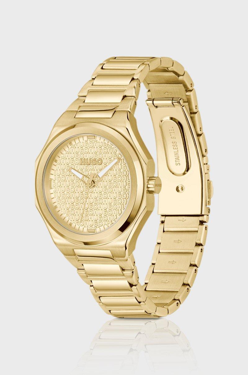 Hugo Boss Reloj dorado con esfera con logos en relieve Rebajas online