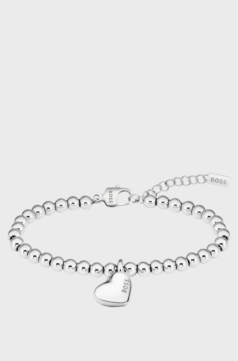 Hugo Boss Pulsera plateada con cuentas y colgante de corazón Rebajas top