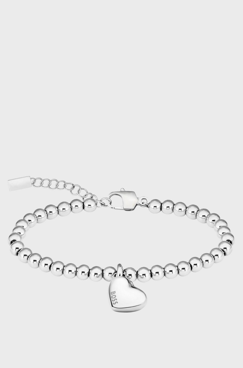 Hugo Boss Pulsera plateada con cuentas y colgante de corazón Rebajas top