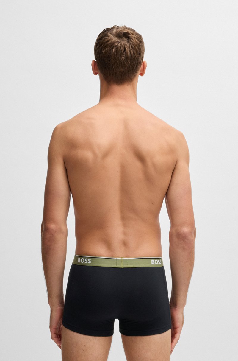 Hugo Boss Paquete de tres calzoncillos en algodón elástico con logo en la cintura Últimos 2 días