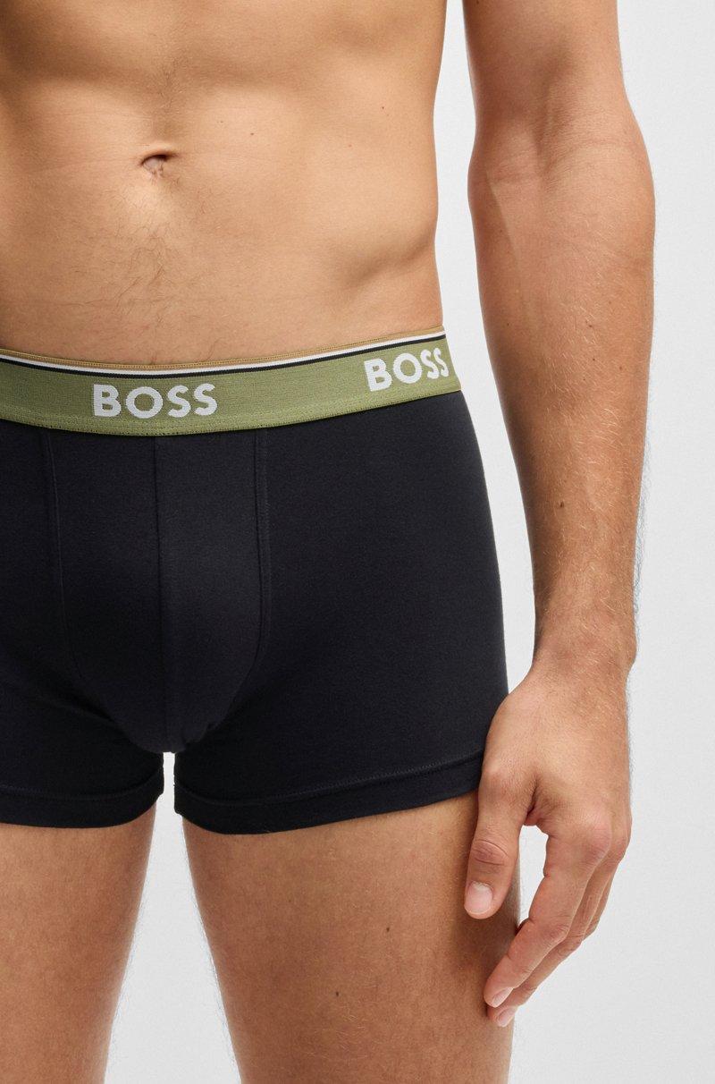 Hugo Boss Paquete de tres calzoncillos en algodón elástico con logo en la cintura Últimos 2 días