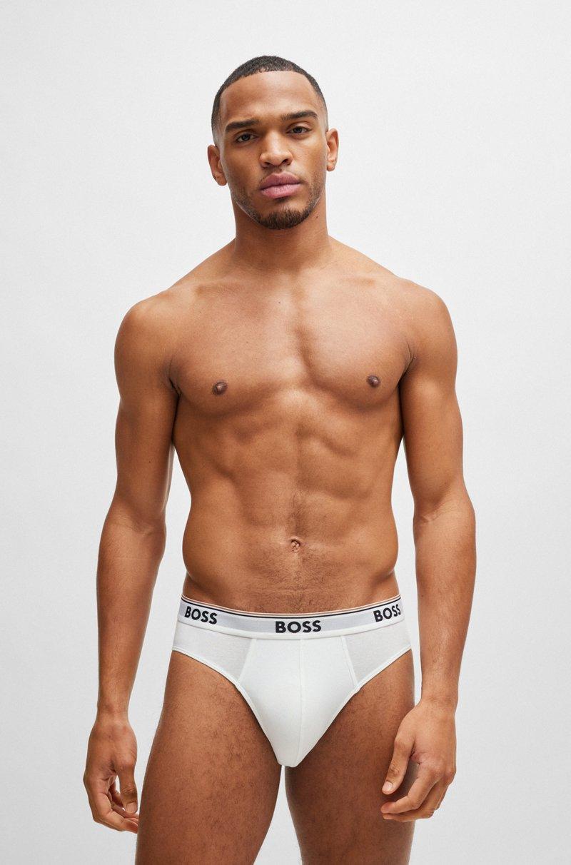 Hugo Boss Paquete de tres slips en algodón elástico con logos en la cinturilla Último día