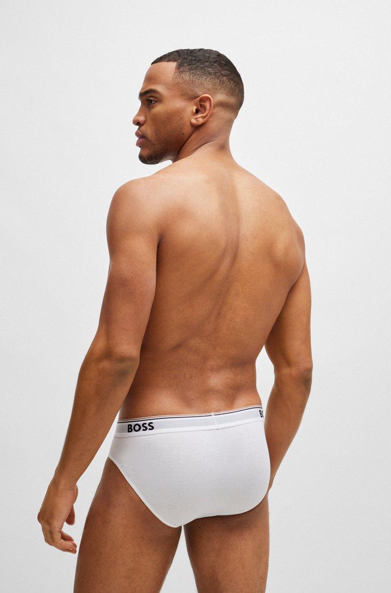 Hugo Boss Paquete de tres slips en algodón elástico con logos en la cinturilla Último día