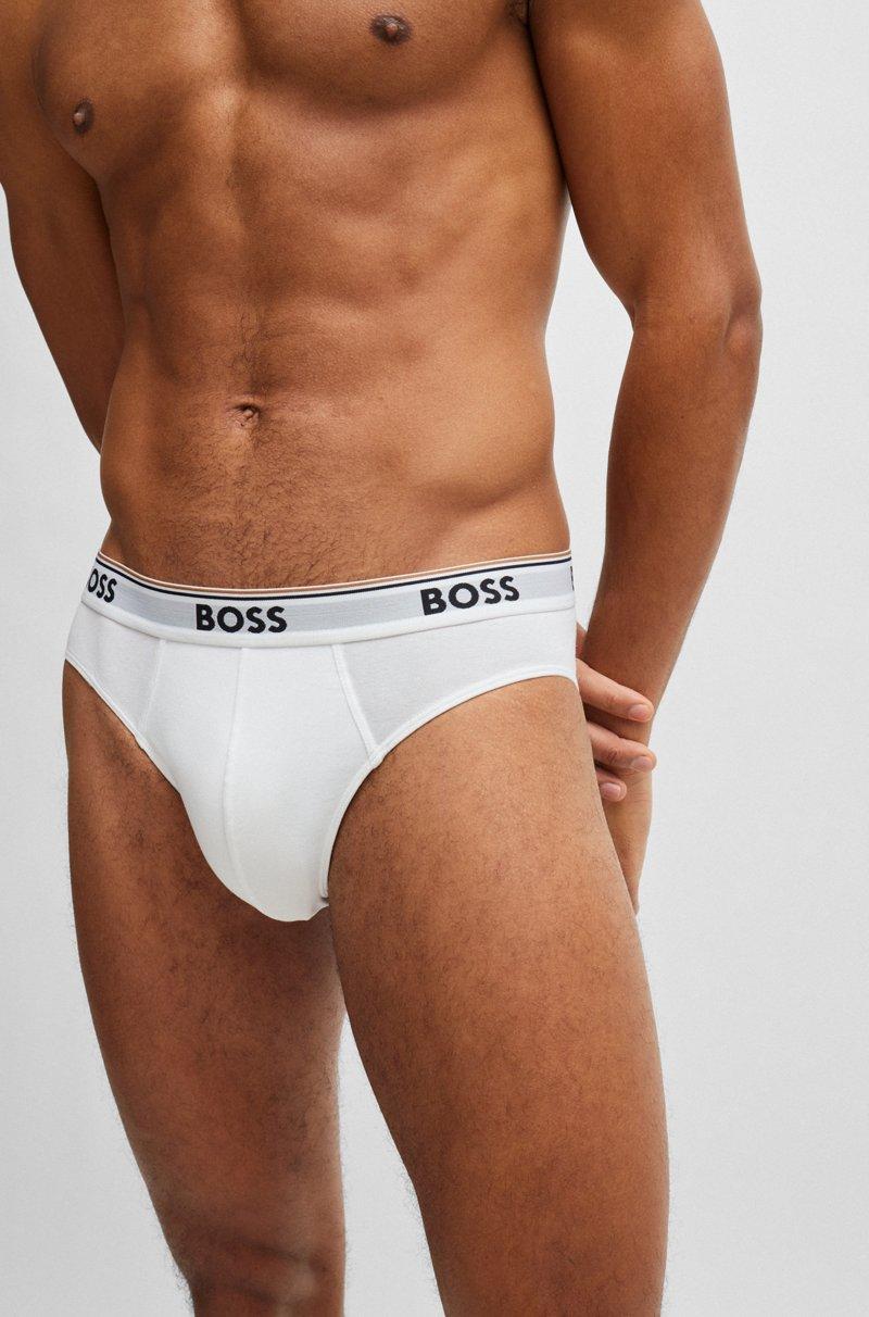 Hugo Boss Paquete de tres slips en algodón elástico con logos en la cinturilla Último día