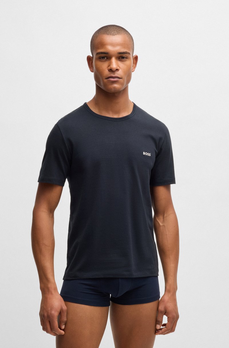 Hugo Boss Paquete de tres camisetas interiores de algodón con logos bordados Oferta especial de fábrica