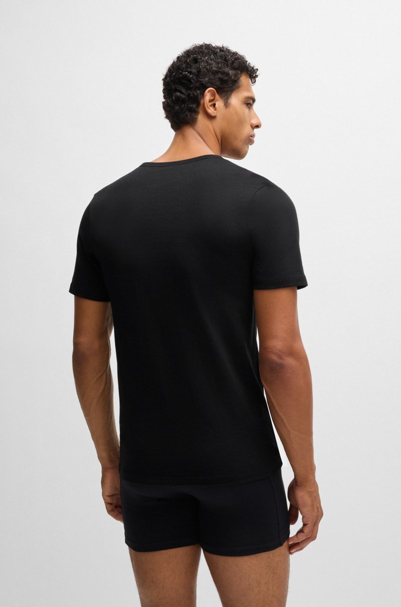 Hugo Boss Paquete de tres camisetas de punto de algodón con cuello en pico Superdescuento