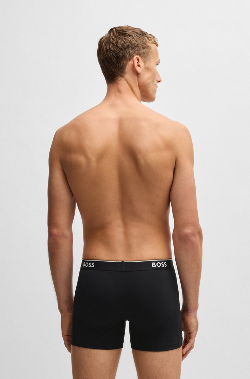 Hugo Boss Paquete de tres calzoncillos bóxer en algodón elástico con logos Envío internacional gratuito